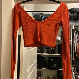 Terra-cotta orange crop long sleeve